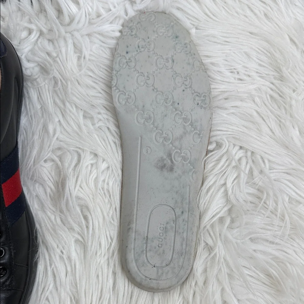 GUCCI ACE Black Sneakers with Red and Gold Accents bee 5 - Picture 13 of 16